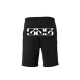 Photo of the back of the Tinashe 333 logo black shorts. Back of shorts features large 333 logo text across butt and pocket of shorts.